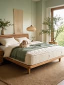 Latex Mattress — styled on an oak bed frame in a calm sage bedroom