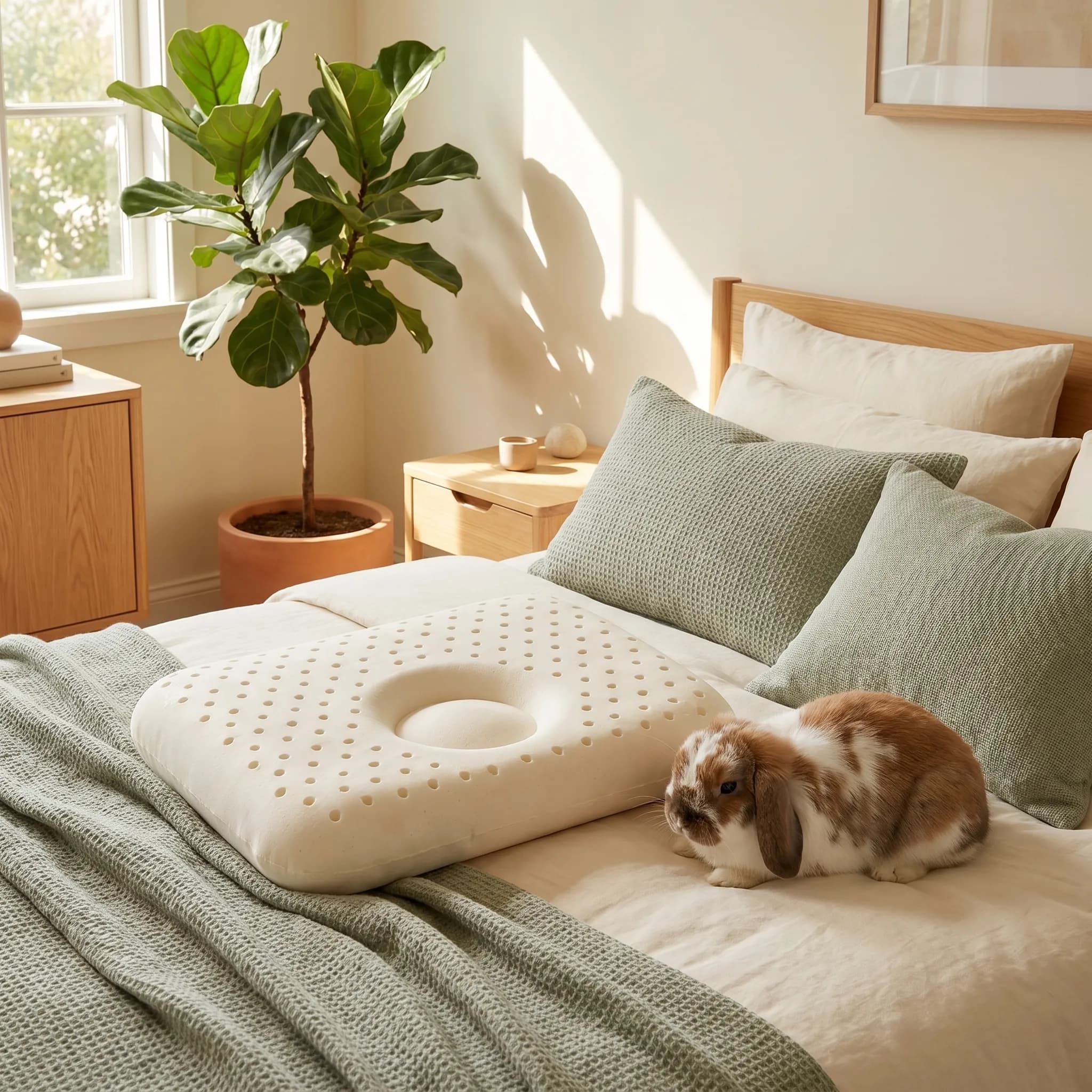 Baby Donut Pillow in a real bedroom