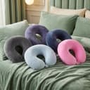Travel Pillow — slate, lavender, navy, sky blue and pink, lined up