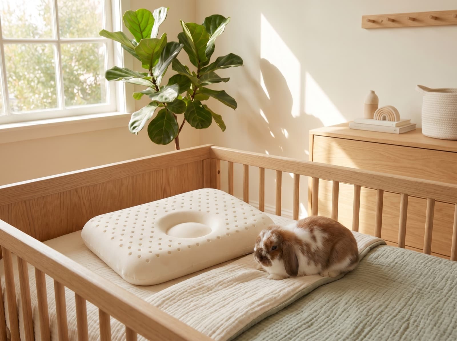 Baby Donut Pillow — In the cot